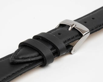 Black Vegan Watch Strap 12mm, 14mm, 16mm, 18mm, 20mm, Sustainable, Vegan / Eco
