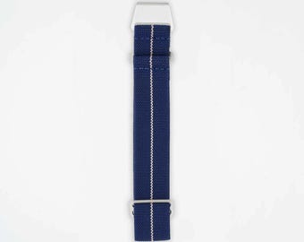 Correa elástica para reloj azul marino y blanca, ParaFlex, pieza única, 20 mm, 22 mm