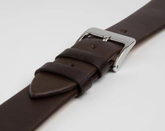 Correa de reloj de cuero liso marrón de 4 mm de ancho, de 12 mm a 20 mm.