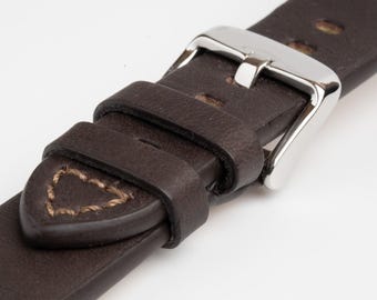 Cinturino in pelle marrone da 22, 24 e 26 mm, adatto alla maggior parte degli orologi, chiusura/fibbia (argento o nero) perni e attrezzo inclusi - Italia