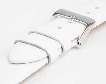 White Unstitched Smooth Leather Watch Strap