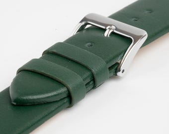 Green Unstitched Smooth Leather Watch Strap