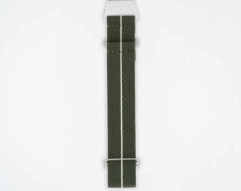 Correa elástica verde y blanca para reloj, ParaFlex, pieza única, 20 mm, 22 mm