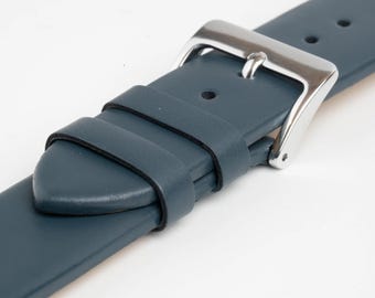 Dark Blue Unstitched Smooth Leather Watch Strap