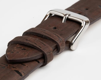 Brown Natural Cork Watch Strap 18mm, 20mm & 22mm, Sustainable, Vegan / Eco