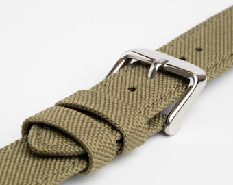 Bracelet de montre en toile verte 18 mm, 20 mm, 22 mm et 24 mm
