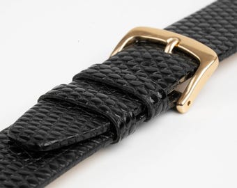 Black Lizard Grain Extra Long Watch Strap