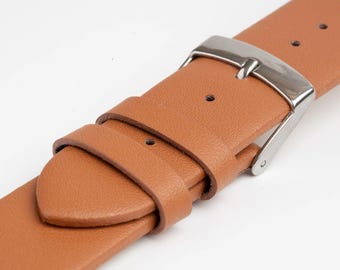 Tan Plain Leather Quick Release Watch Strap