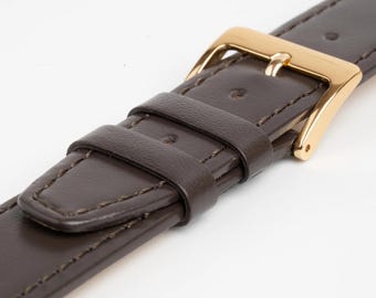 Brown Plain Stitched Extra Long Watch Strap