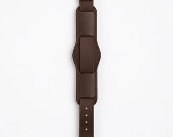 Correa de reloj Bund de cuero marrón, almohadilla militar, 18 mm, 20 mm