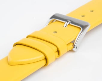 Yellow Unstitched Smooth Leather Watch Strap