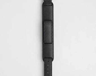 Correa de reloj militar de cuero negro, cosida, 18 mm, 20 mm