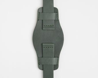 Unique Green Bund Leather Watch Strap 18mm, 20mm, 22mm, 24mm