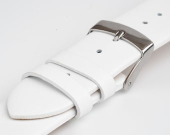 White Plain Leather Quick Release Watch Strap
