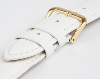 White Value Alligator Grain Padded Leather Watch Strap 12mm, 14mm, 16mm, 18mm, 20mm, 22mm, 24mm, 26mm