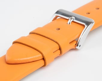 Orange Unstitched Smooth Leather Watch Strap