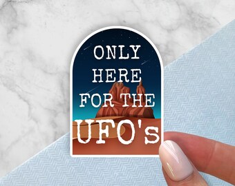 UFO Sticker | Desert Scene Decal | Alien Sticker | Water Resistant Decal | Travel Sticker | Funny Laptop Decal