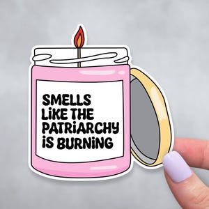 Burning Patriarchy Sticker | Women Empowerment Vinyl Decal | Dark Humor Gift for Her | Feminism Sticker for Laptop, Waterbottle, Notebook