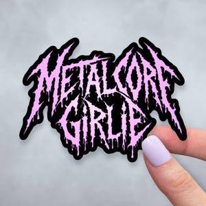 Metalcore Girlie Sticker | Matte Vinyl Sticker | Cute Metal Music Decal | Gift for Metalheads | Pink Metal Band Font Laptop, Notebook Decal