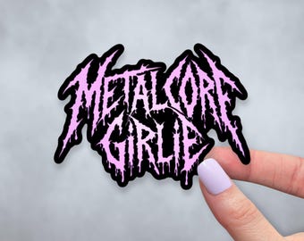 Metalcore Girlie Sticker | Matte Vinyl Sticker | Cute Metal Music Decal | Gift for Metalheads | Pink Metal Band Font Laptop, Notebook Decal