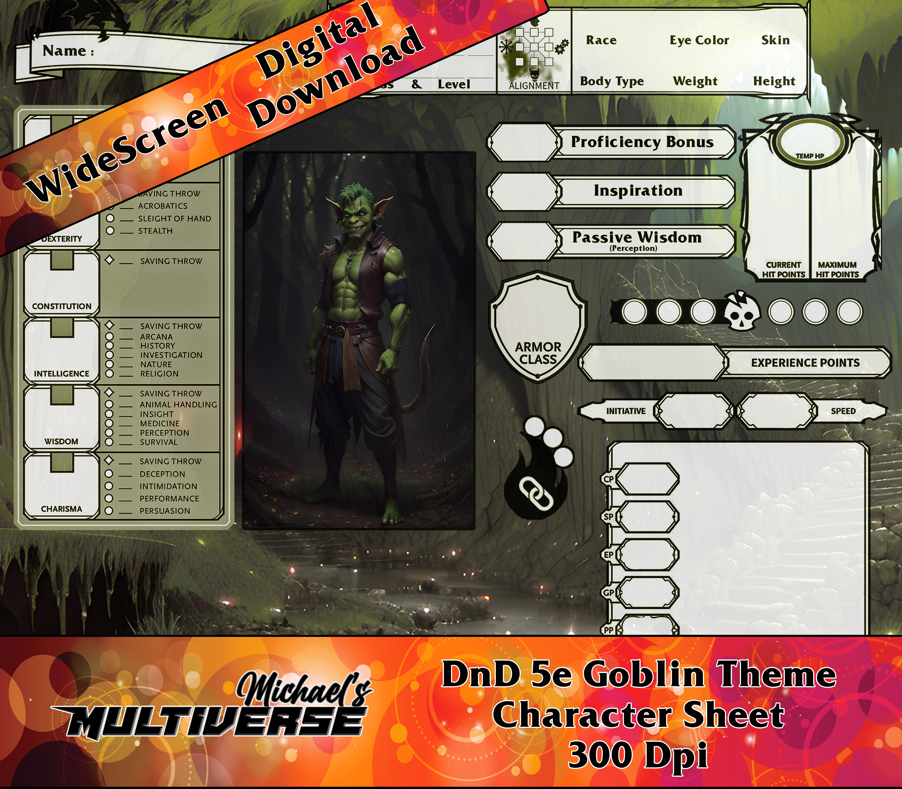 Dnd 5e Character Sheet Goblin Theme-custom Fantasy Sci-fi - Etsy Canada