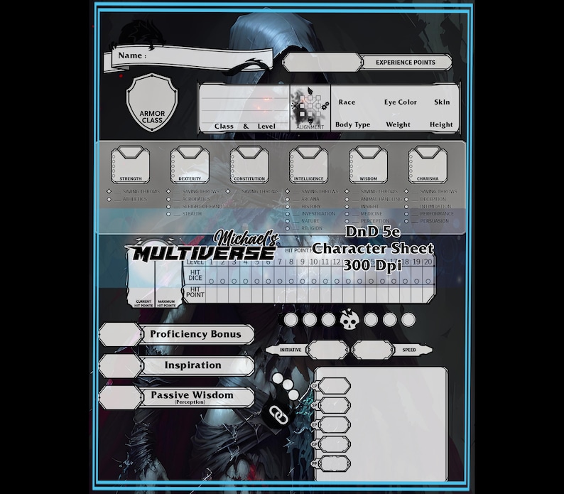 Dnd 5e Character Sheet Deadly Beyond Style-custom Fantasy - Etsy