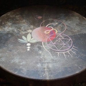 Merkaba Lotus Shaman Drum | Rawhide 45cm | Hand-Painted Ritual Framedrum