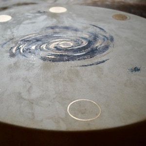 Nebula painted universe drum, universe drum, moon phases, overtone frame drum, shamanic drum, raw skin healing drum, hand painted drum