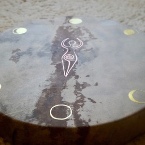 Moon Goddess Drum, high quality frame drum, shamanic drum custom made, natural raw hide drum light, ancestor drum moon energy