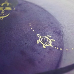 Purple Turtle Moon Drum: Shamanic Sound Healing Instrument Painted