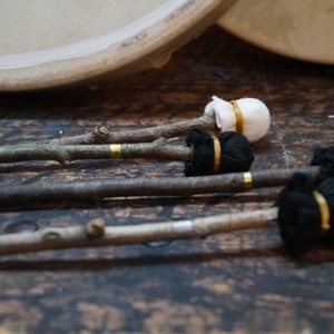 Handmade Felt Drum Beater: Wood & Leather Medicine Drum Mallet, Drumsticks light
