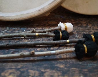 Handmade Felt Drumstick | Wood & Leather Shamanic Drum Beater | Lightweight Ritual Mallet
