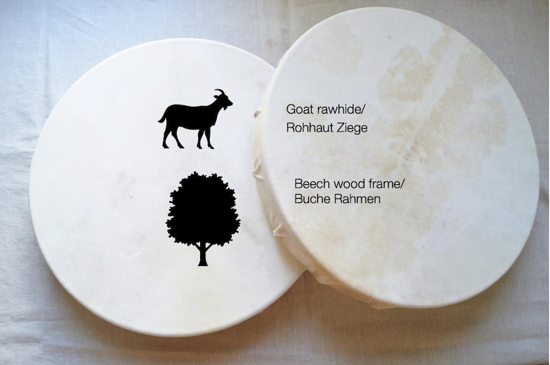 Moon Phases Shaman Drum | Spotted Goat Hide | Handmade Ritual Healing Drum image 10