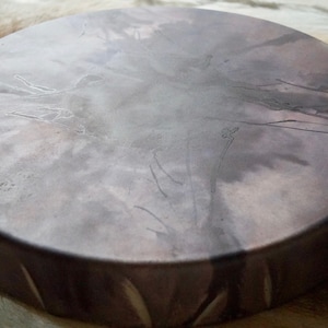 Black Spotted Shamanic Medicine Drum: Cosmic Sound Healing, Goatskin Drum With Beechwood Frame