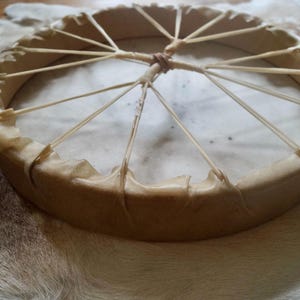 Moon Phases Shaman Drum | Spotted Goat Hide | Handmade Ritual Healing Drum image 3