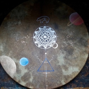 Unique North Star Shaman Drum, totem medicine drum 45cm, bear frame drum light, high quality hand painted bear drum, original ritual drum
