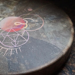 Merkaba Lotus Shaman Drum: Raw Hide Medicine Drum 45cm