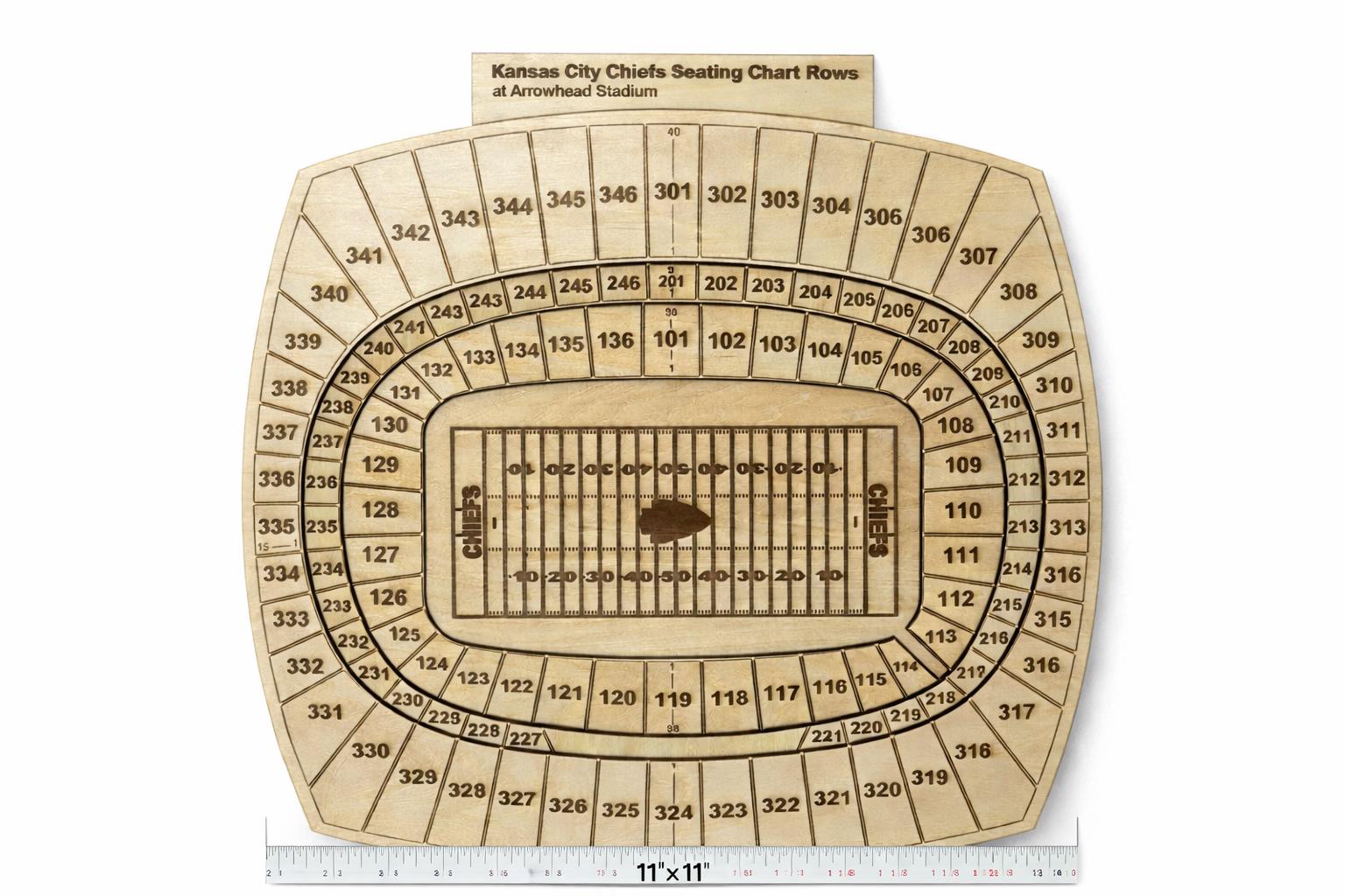 Kansas City Chiefs Stadium Wood Engraving | Arrowhead Seating Chart ...