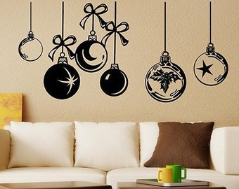 Naklejki na okna CHRISTMAS baubles. Naklejki na ściany XMAS. Naklejki na sklepowe baubles na Boże Narodzenie. Naklejka ścienna. Dekoracje świąteczne D25