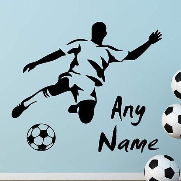 Personalised Name FOOTBALL Wall Sticker, Football Wall Art Decal, Custom Name Wall Sticker, Kids namewall decoration, Vinyl wall art, D15