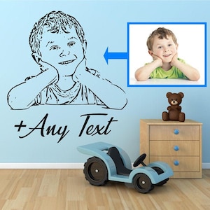 Personalised PORTRAIT wall decal. Custom NAME wall stickers. Kids PORTRAIT wall art decal. Family portrait. Great bithday or wedding gift