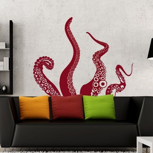 Kraken / Octopus Tentacules Vinyl Wall Decal - Choisissez n’importe quelle couleur Autocollant mural , Art mural moderne, Décalcomanie murale Sea Life, Taille énorme disponible D6