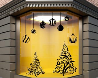 Naklejki na okna CHRISTMAS. Naklejki na choinkę XMAS. Naklejki na świąteczne bombki sklepowe. Naklejka ścienna. Dekoracje świąteczne D22