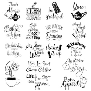 Kitchen wall art Vinyl wall quote stickers Decorate your kitchen wall or cabinet doors CoffeeTea stickers Kitchen prints Decor Signs N35