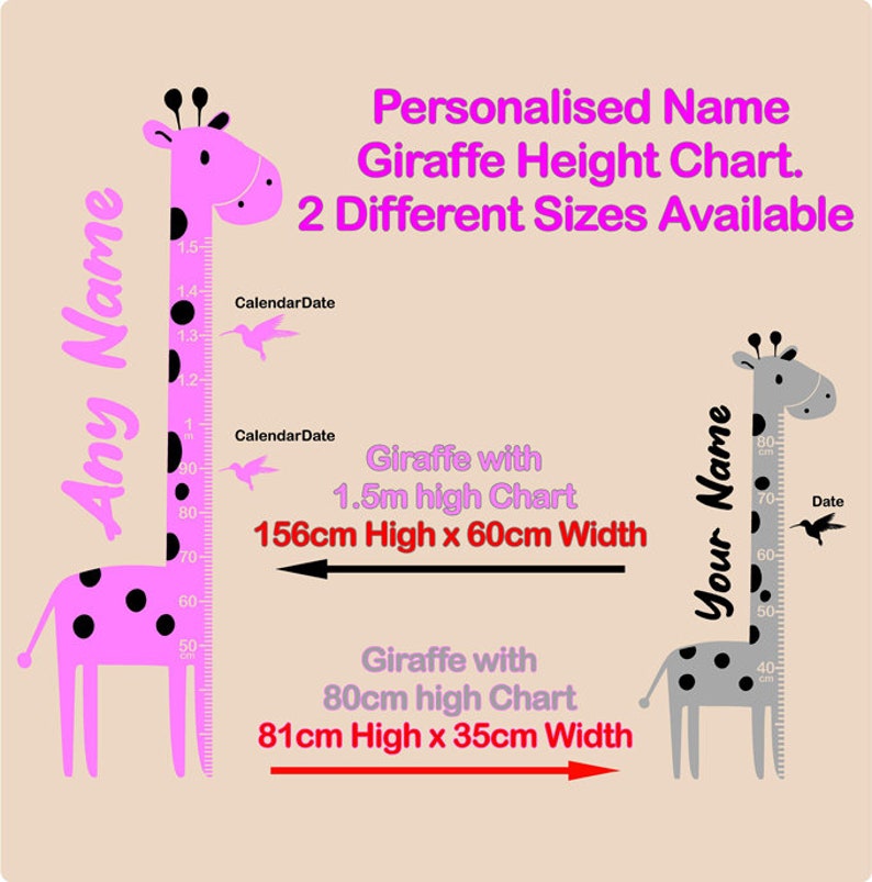Personalized Giraffe Height Chart Wall Sticker: Kids Growth Tracker - Etsy