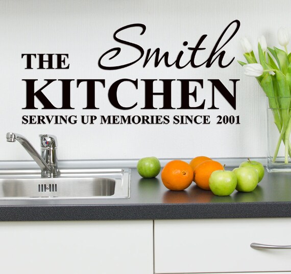 PERSONALISED Family Kitchen Wall Sticker. Custom Kitchen Wall Art