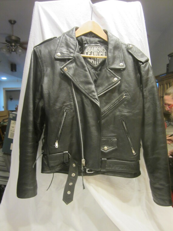 Diamond leather motorcycle clearance jacket