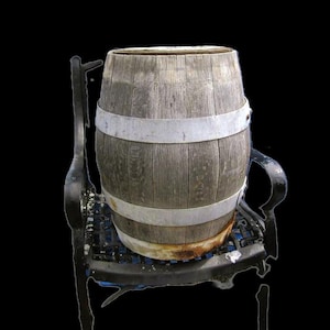 Antique 30&#39;s Wooden Barrel from SCHAEFFER, BROOKLYN NY W/Lid, Rustic Barrel