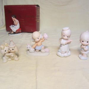 Vtg Set of 4 Precious Moments Figurines, Matte Finish, Porcelain Figures