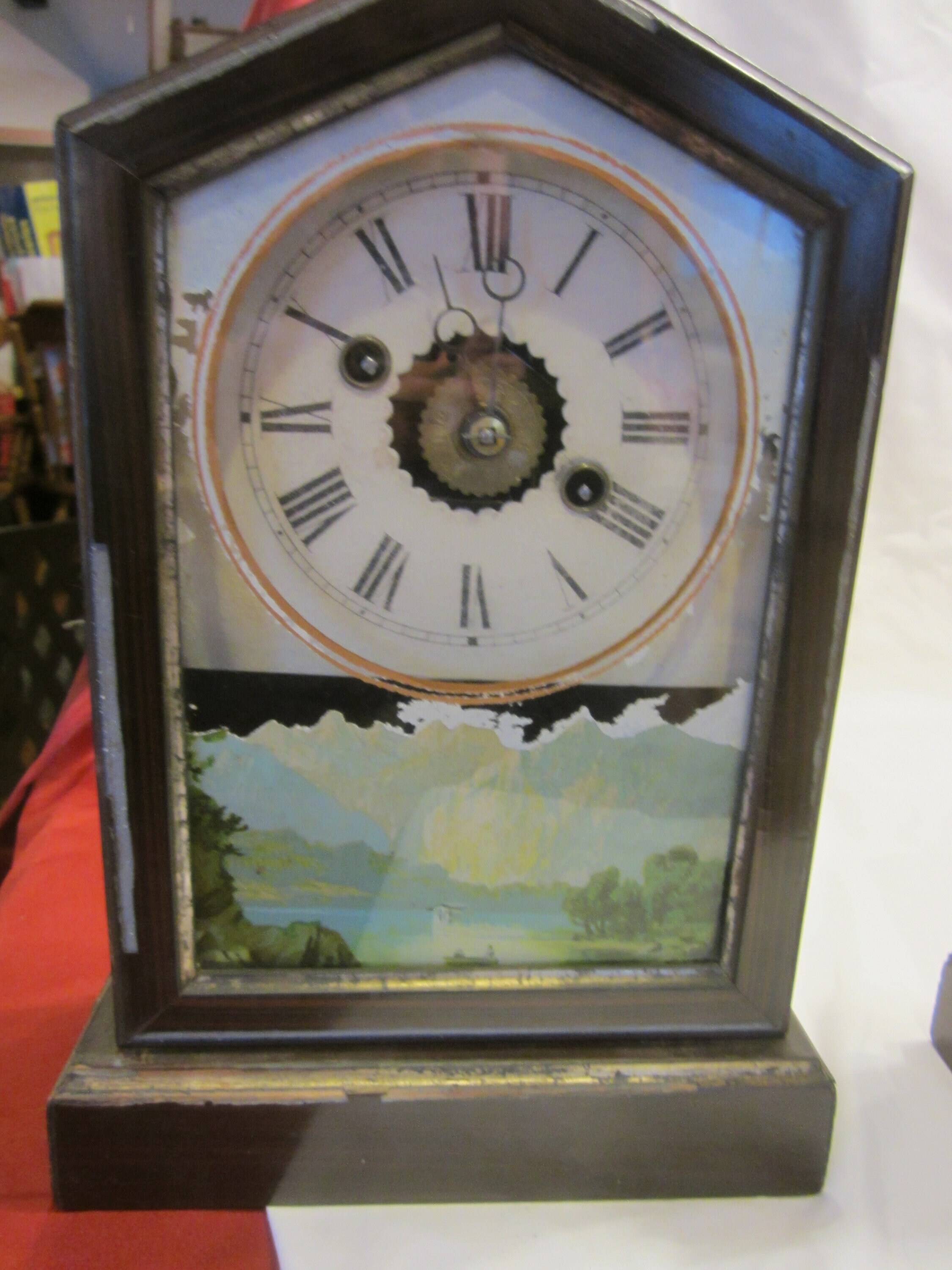 1880'S Era ANTIQUE MANTLE Clock, Key Wind, Pendulum, W/roman Numerals